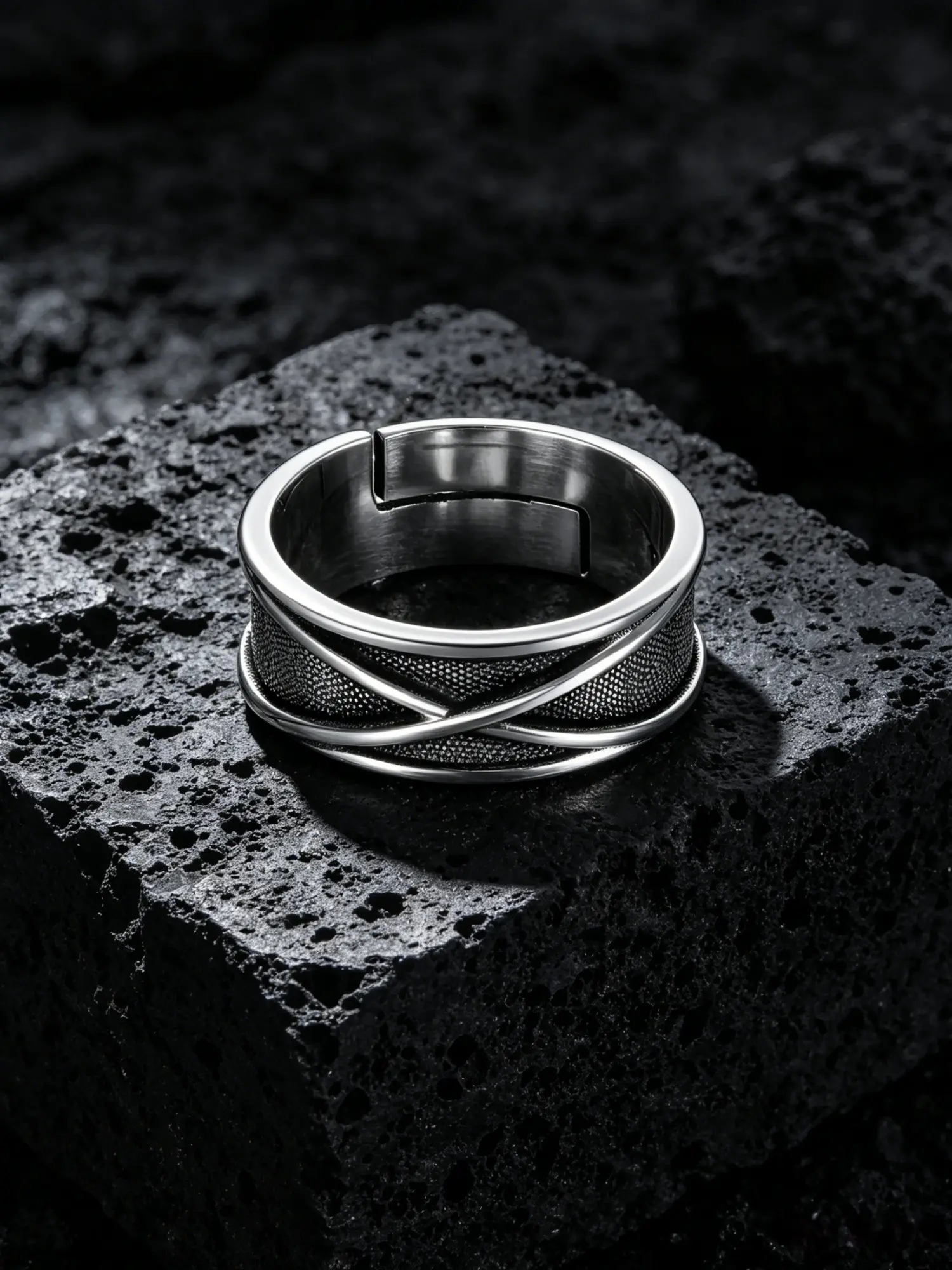1pc Spacetime Cross Antique Silver Plated Ring Adjustable Open Band Cosplay Prop Ring Anime Inspired Jewelry Unisex Daily Wear Halloween Party Events Grunge Cyberpunk Otaku Nerd Gifts Viral TikTok Cosplay Jewelry Stacking Accessories Boy Man Jewel