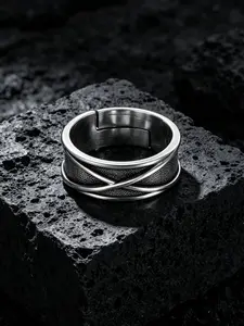 1pc Spacetime Cross Antique Silver Plated Ring Adjustable Open Band Cosplay Prop Ring Anime Inspired Jewelry Unisex Daily Wear Halloween Party Events Grunge Cyberpunk Otaku Nerd Gifts Viral TikTok Cosplay Jewelry Stacking Accessories Boy Man Jewel