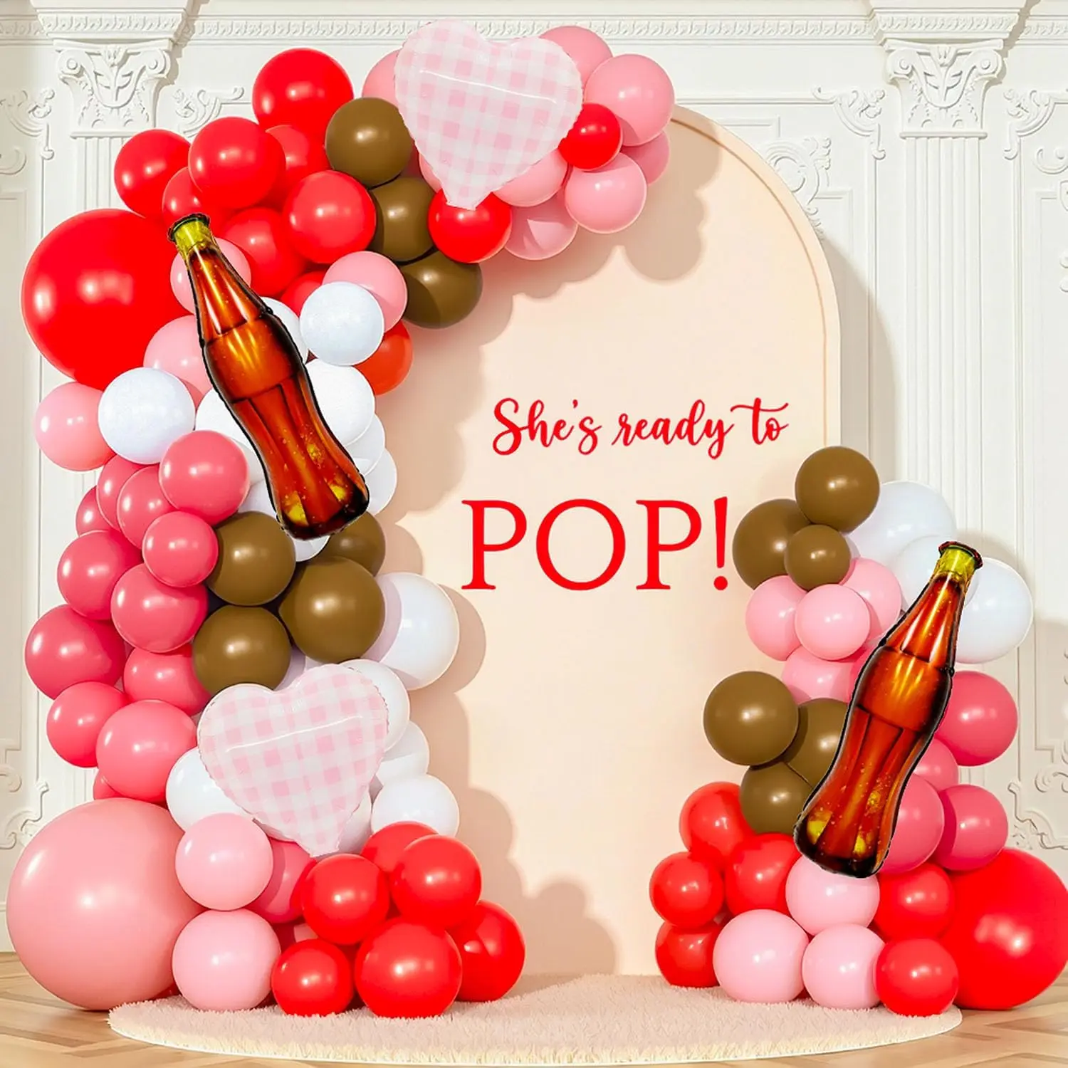 She's  to Pop  Shower Decorations, She's  to Pop Balloon Arch Garland kit with Red  Balloons Bottle Foil Balloon for  Shower  Birthday Party Decorations