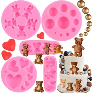 Bear  Fondant Mold Bear  Candy Molds for Cupcake Topper Cake Decoration Gum Paste Polymer Clay Set Of 5