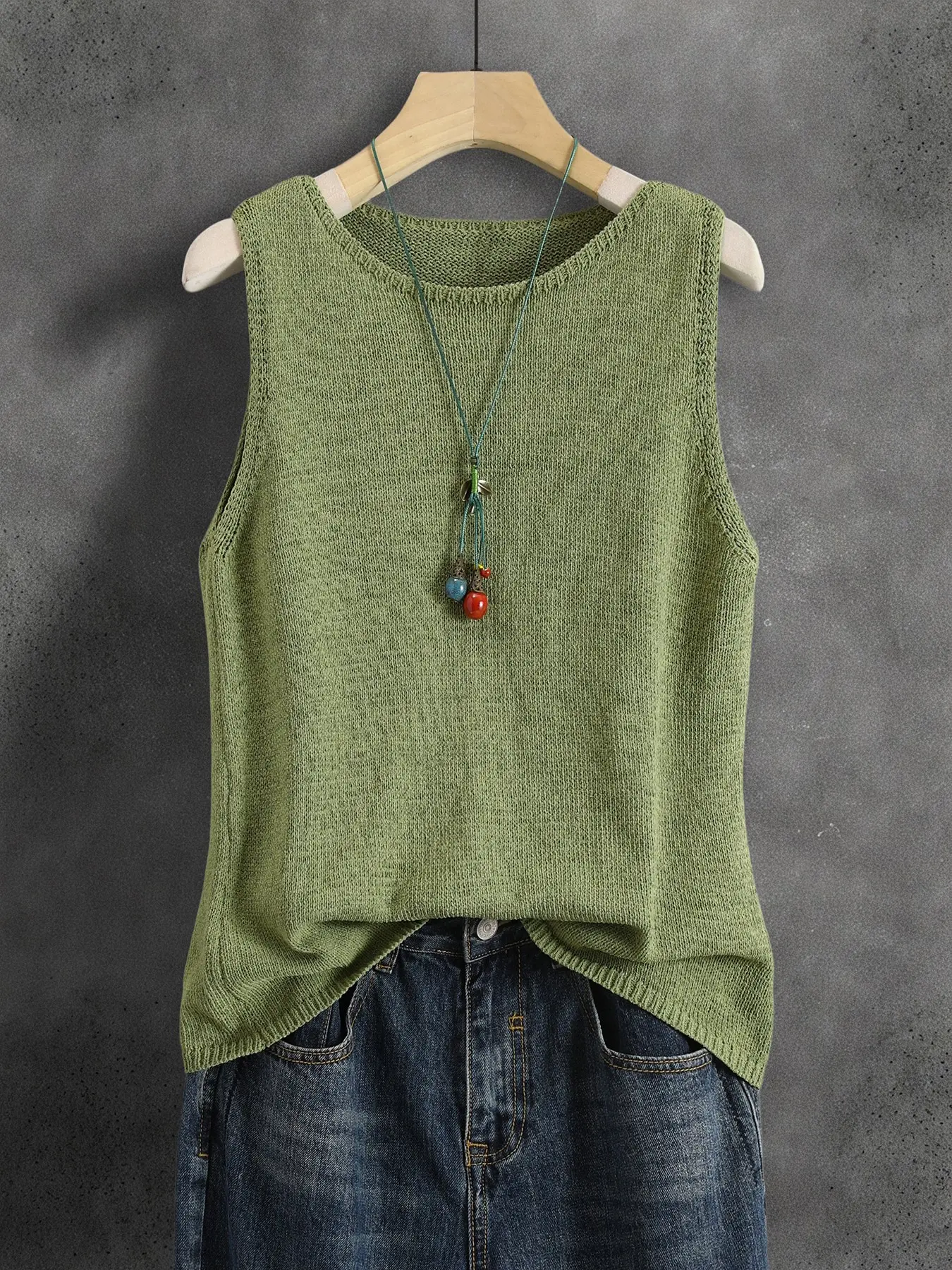 Women's Knitted Vest, Vintage Sleeveless Top, Casual Commute and Vacation Summer Style, Comfortable, Comfy, Breathable, Chic and Stylish Top for Daily Wear
