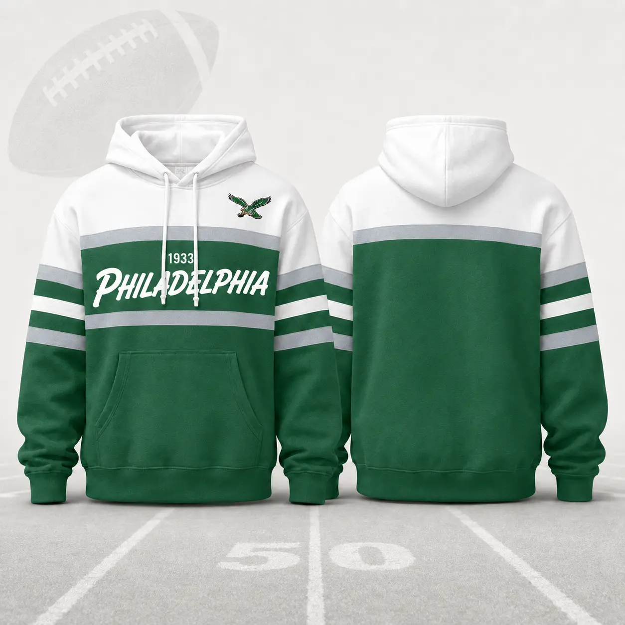 Unisex Football Retro City Letter Hoodie, All Team Color‑Block Striped Hooded Sweatshirt, Long‑Sleeve Casual Top For Sports Game Day And Daily Street Outfits