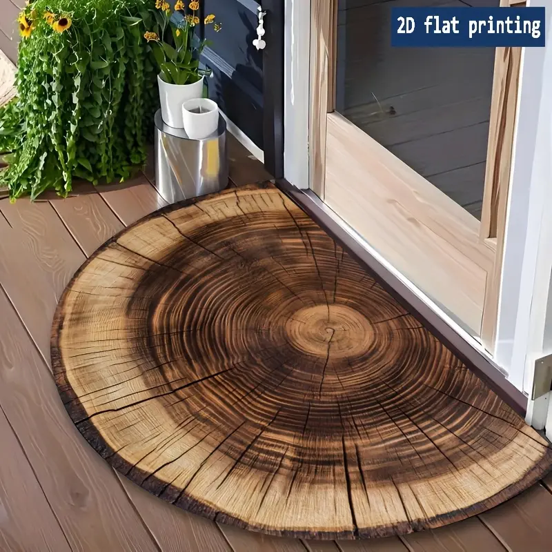 1 piece of annual ring retro printed semi-circular door mat - dustproof, durable and easy to clean, universal non-slip mat for indoor and outdoor, suitable for porches, corridors, gardens, kitchens, bathrooms
