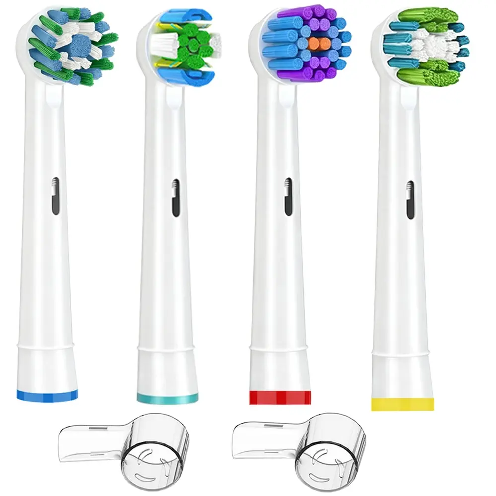 Replacement Electric Toothbrush Heads Compatible with Oral-B Rotary Handles, 4 Pack / 8 Pack, 4 Varieties Brush Heads with Protective Dust Caps, Soft Bristle Refills for Deep Clean & Sensitive Gum Care