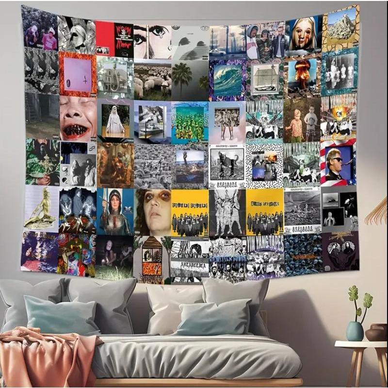 Suicide Music Boys Rapper Album Cover Tapestry, Double-Printed Lightweight Fabric Wall Decor, Bedroom Decor, Collage Art for College Living Rooms with Quality Assurance, Adult