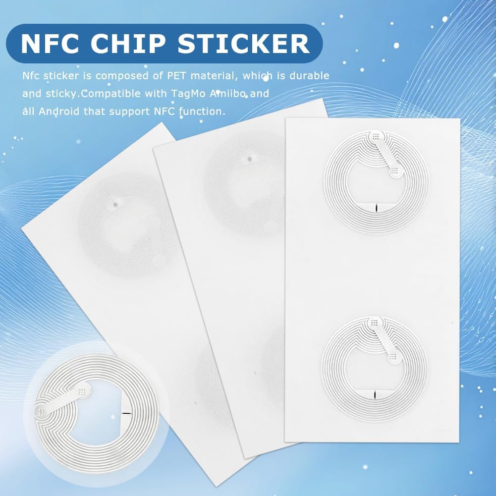 60 count NFC Tags Sticker, Rewritable Programmable 215 Chip Blank NFC Cards Stickers, Adhesive NF C Tags for  NF C-Enabled Mobile Phones Devices
