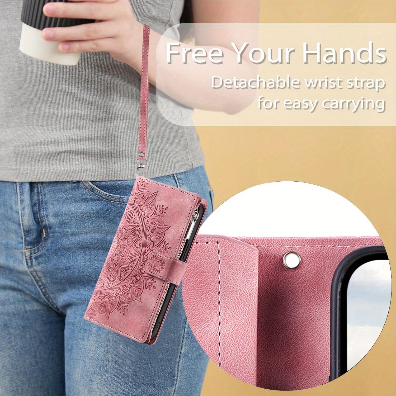 Pu Synthetic Leather Case for Various Iphone Models, Including 17, Air, 16e, 16, 15, 14, 13, 12 Mini, 11 Pro, X, Xs Max, Xr, 8, 7 Plus, Se, 5g From 2023 and 2020, Embossed Flower Design, Wallet with Card Holder