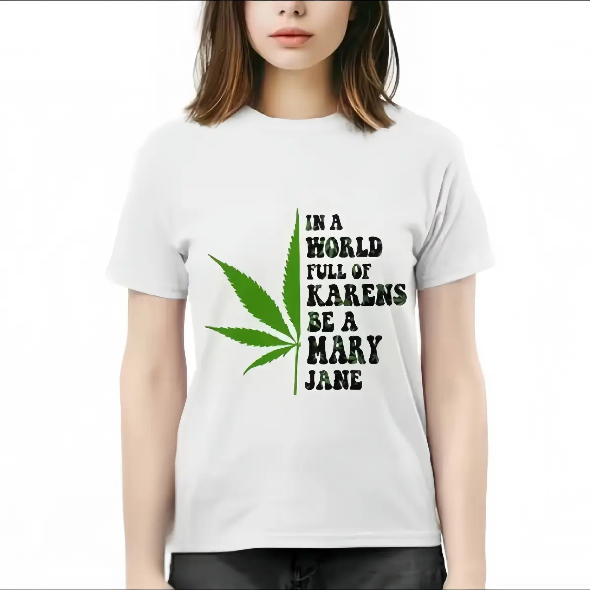 T-shirt with leaf print