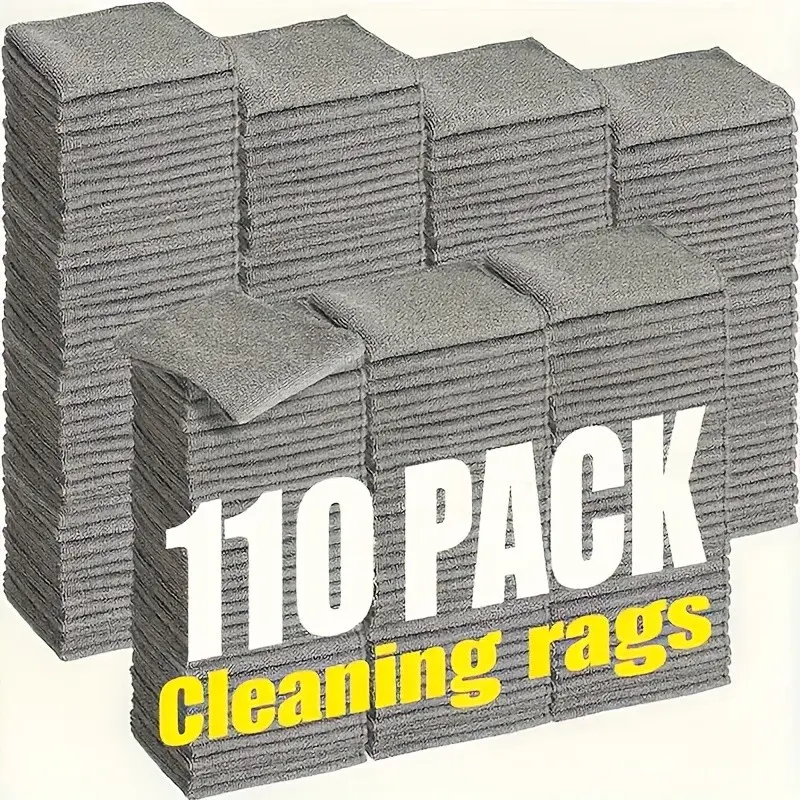 110pcs Gray Microfiber Cleaning Cloths, Household Wholesale Car Towels, Non-Shedding And Color Retaining, Absorbent Soft And Durable, Suitable for Car Maintenance, Home Use, Kitchen Cleaning, Deep Cleaning, Stove Top Cleaning, Yard, Etc