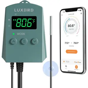 WiFi Digital Heat Mat Thermostat Controller, 32-113°F with Heating Cooling Mode, 365 Day Data Export, 1200W, High/Low Temp Alerts, Plug & Play for Reptile Seedling Brewing Breeding Greenhouse