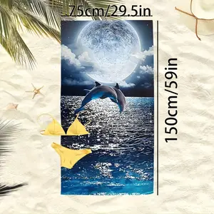 One adorable dolphin-patterned large bath towel - super absorbent, lightweight, and sand-resistant, perfect as a vacation and travel gift!