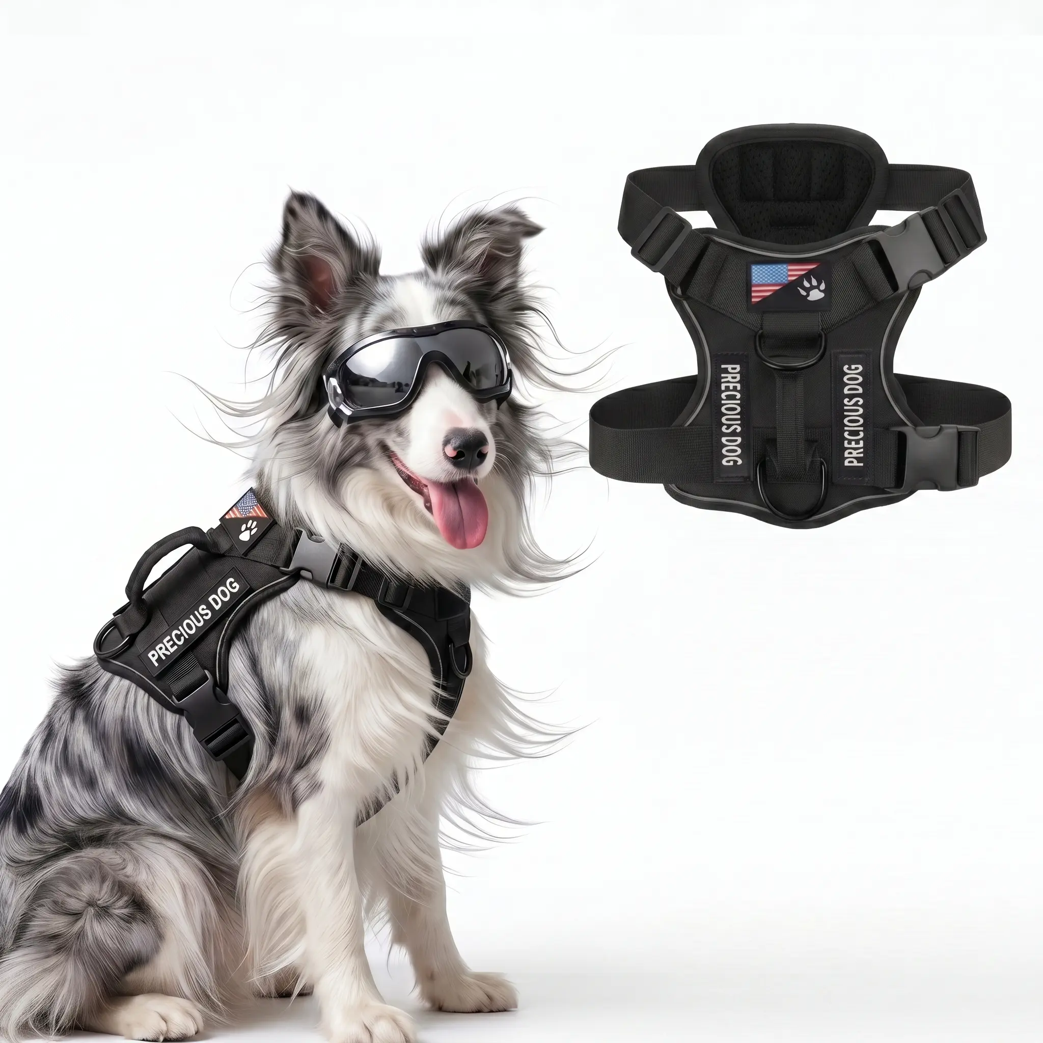 Tactical Dog Harness – Universal Harness, Walking Harness & Safety Harnesses for Small to Large Dogs, Durable Reflective, Easy to Control, No Pull Adjustable Pet Harness, Pet Supplies, All-Day Wear Comfort - Simple Clip for All Dogs