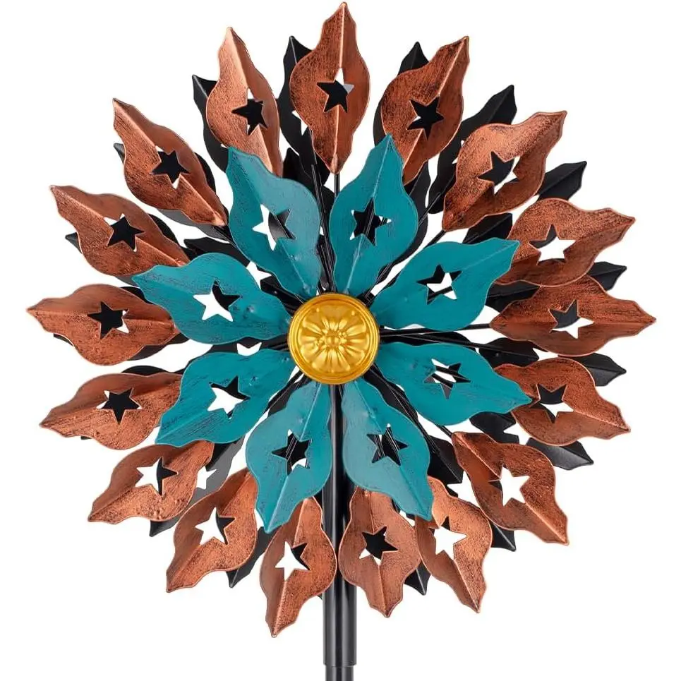 Viveta Kinetic Wind Spinner, 13" Dia Metal Wind Sculptures | 360 Degrees Rotating Windmill for Yard and Garden