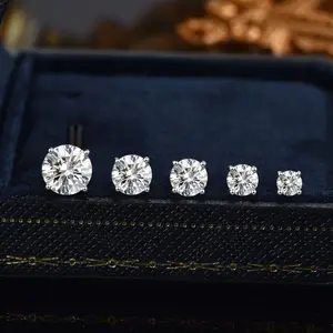 Color D VVS Moissanite S925 Sterling Silver Stud Earrings for Women, Classic Four-Prong Design, Premium Feel Ear Jewelry