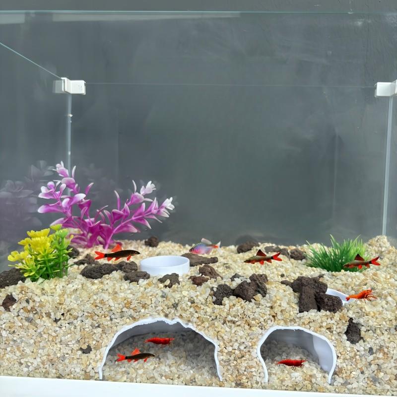 Dual Entrance Aquarium Cave for Small Fish and Shrimp, Entertaining Habitat Shelter, Aquarium Decoration Backdrop for Aquatic Life