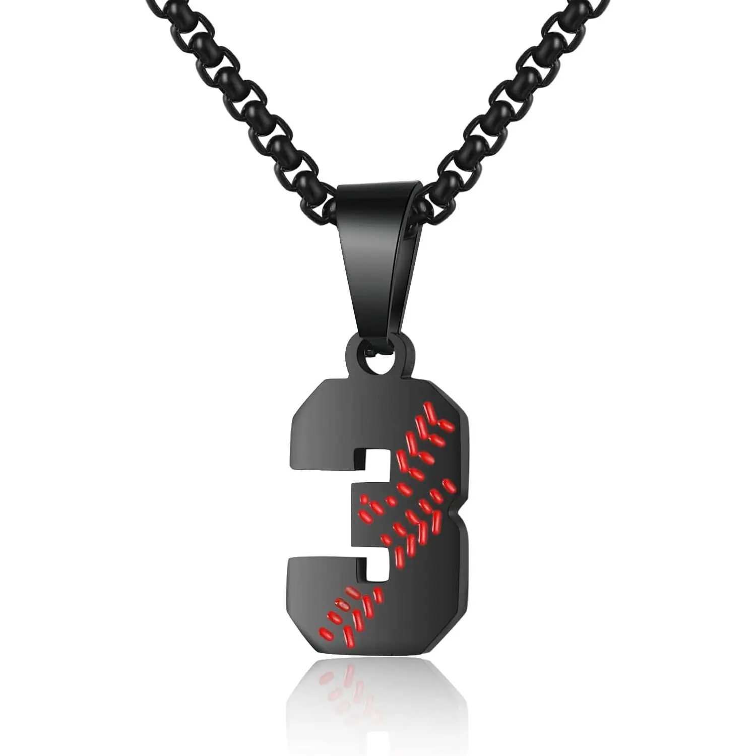 Baseball Number Necklace - Stainless Steel Chain Pendant  Men Athletes 00-99 Jersey Number Gift