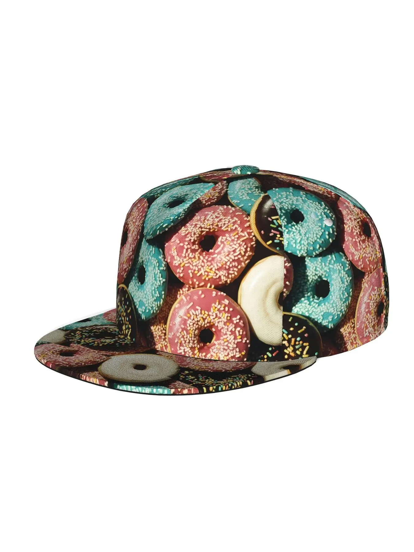 colorful donuts, Unisex baseball cap, adjustable back buckle trucker cap, party baseball cap, punk-style sun hat, suitable for skateboarding, dancing and outdoor sports, all year round.