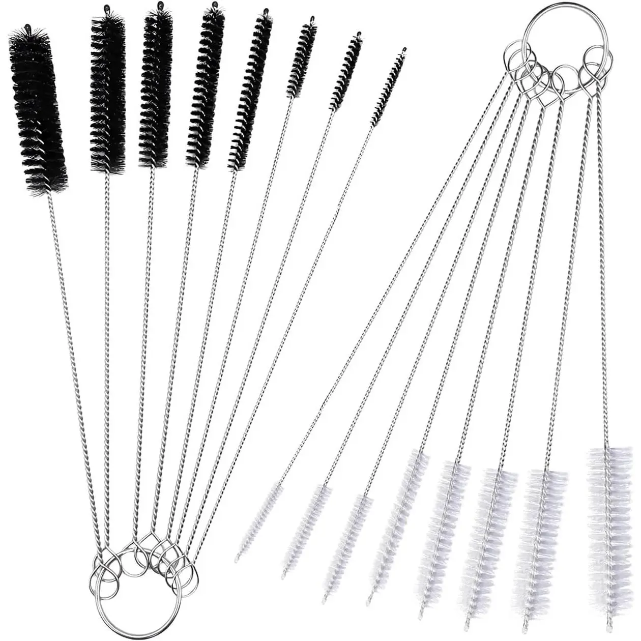 10 Pcs Wire Tube Brushes for Cleaning Pipe Tube Brass Brush Stainless Steel Round Wire Brush Brass Pipe Cleaning Brush Wire Pipe Cleaner Brush for Auto Parts, Bottles, Tubes, 8 Sizes, 8 inch