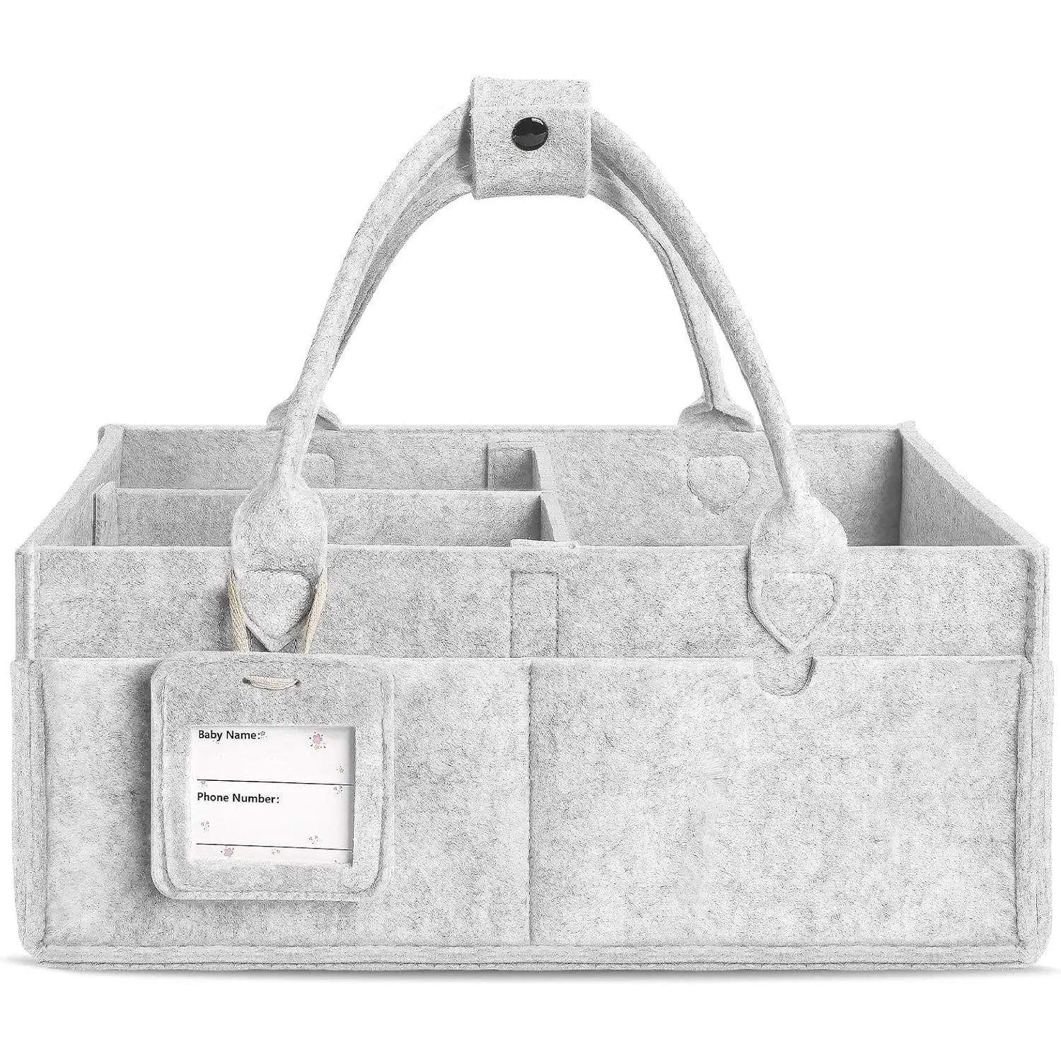 Diaper Caddy Organizer-Large Baby Caddy Organizer with Handle, Newborn Registry Essentials, Baby Shower Basket Gifts  Boys or Girls (Gray, Large)