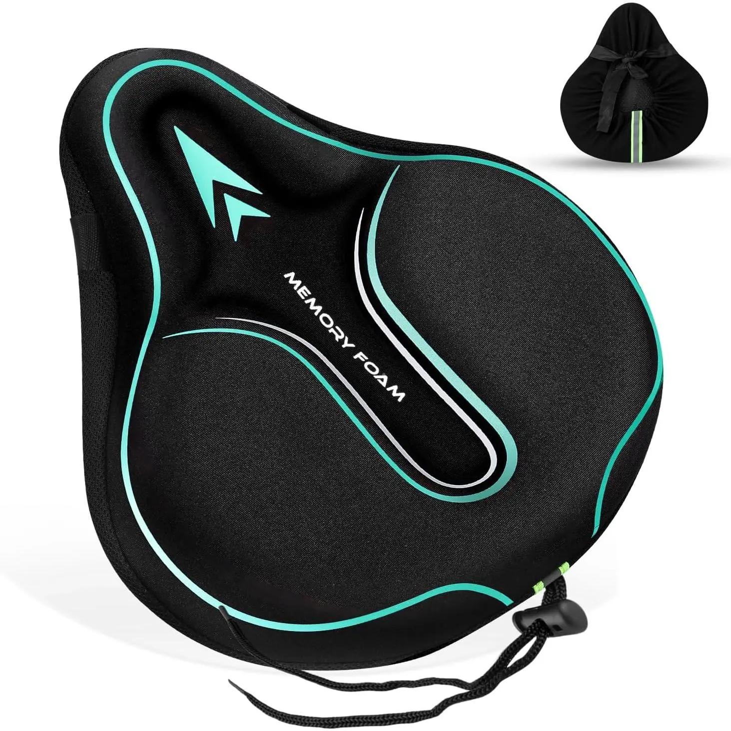 Memory Foam Bike Seat Cover Padded, Soft Bike Cushion for Men & Women, Comfortable Bike Accessories for Bike, Outdoor Indoor Cycling