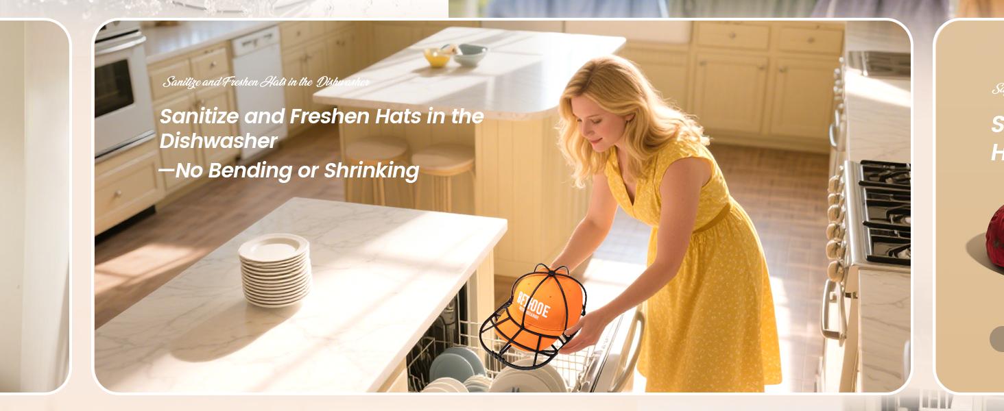 Hat Washer Cage 2-Pack - Baseball Cap Washing Machine & Dishwasher Safe Cleaner, Hat Cage for Washing Machine, Fits Adult/Kids Caps (Black)