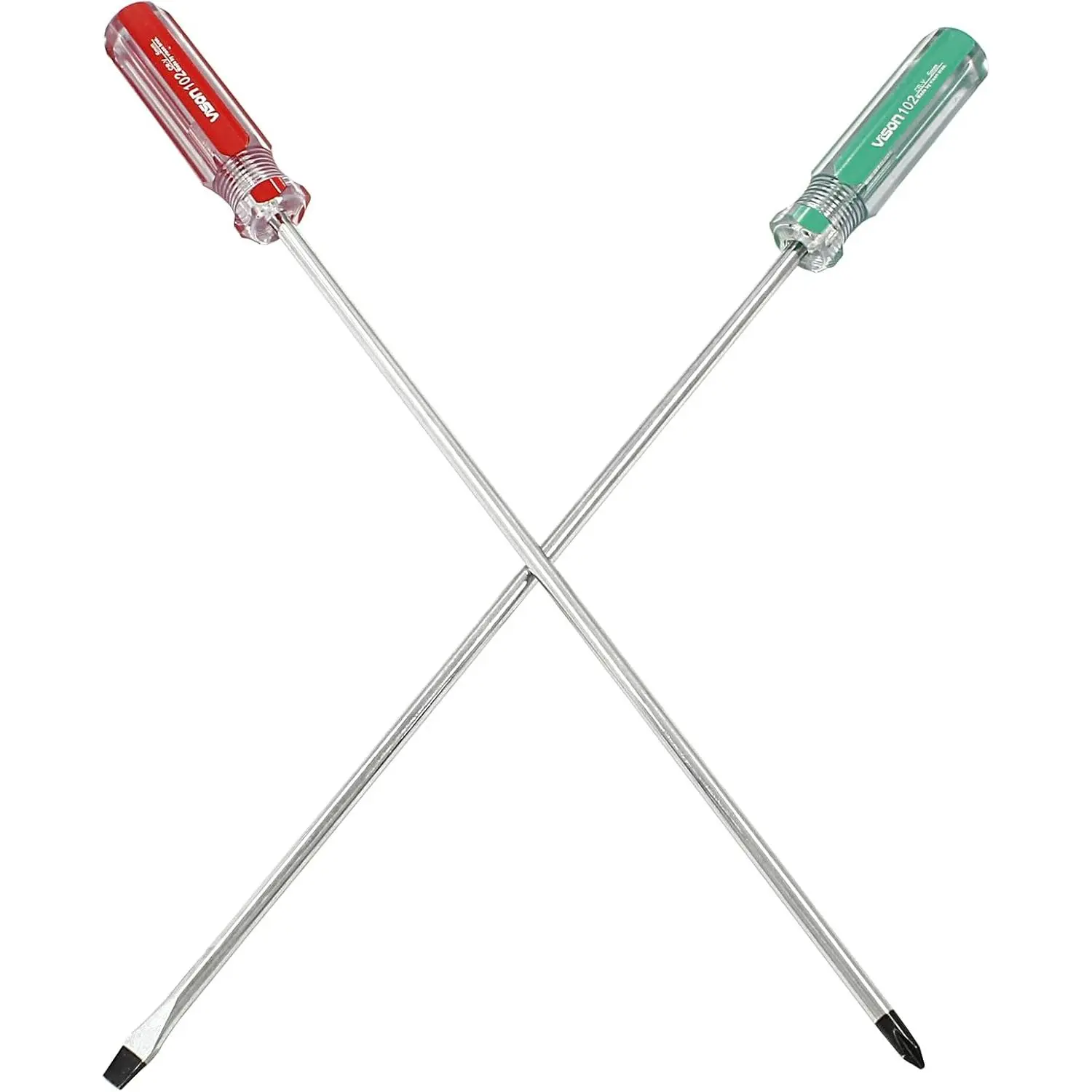 2 count Long , 10 Inch Phillips and Slotted , Reliable   Flat  Long  Set for Professional Use(5mm Tip)