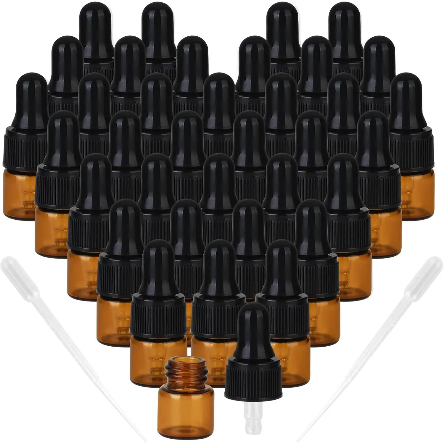 1ml  Glass Dropper Sample Bottles, Serum Travel Containers Cuticle Oil Dropper Bottles for Travel Essential Oils, Tinctures, Perfumes  Liquids  Lab Sample Containers