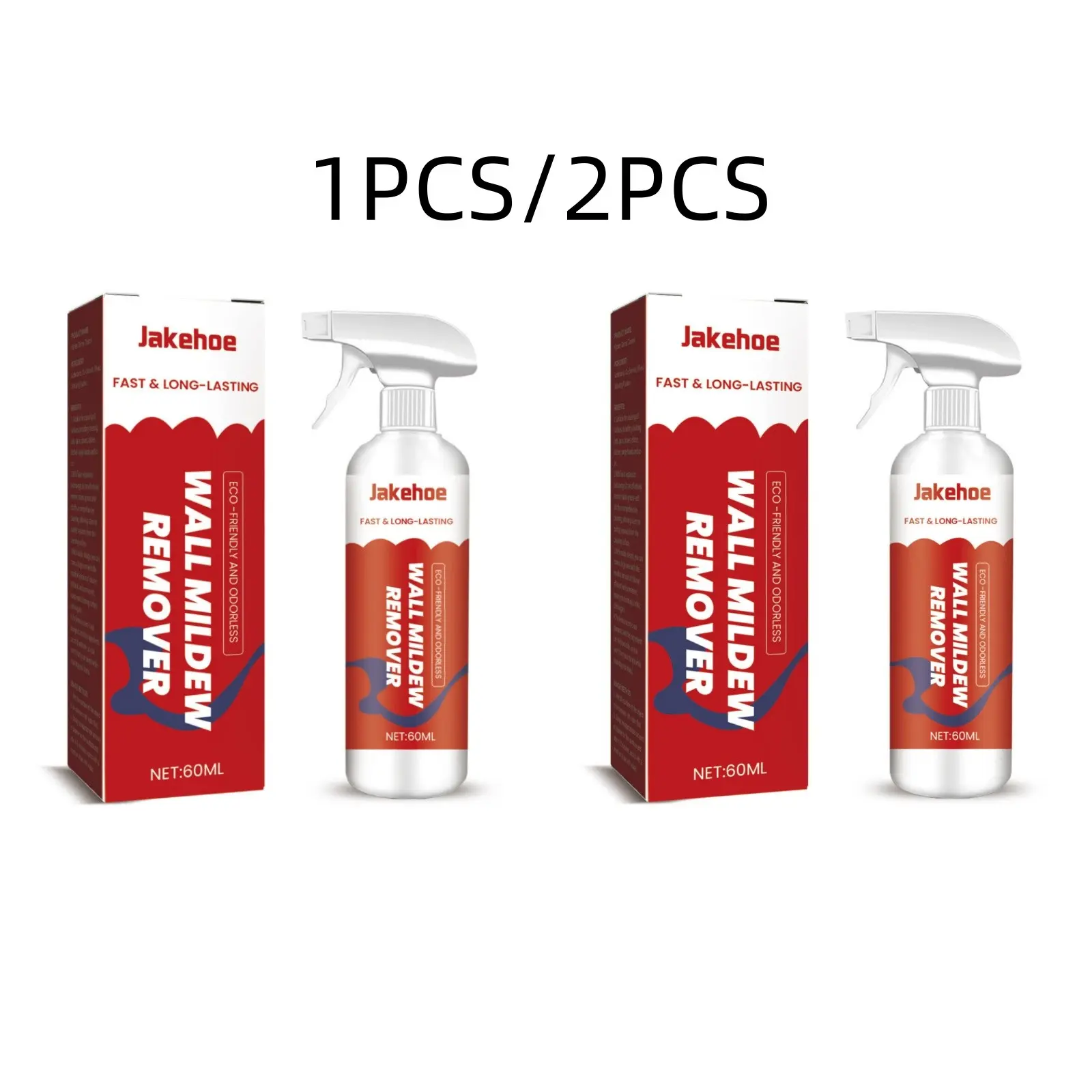 Wall Mold Remover 60ML/60ML*2, Bathroom Tile Floor Cleaner, Spray and Wait, Stain Removal Anti-Mold Agent, Liquid Detergent
