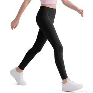 Girls Athletic Leggings High Waisted Comfort Soft Elastic Yoga Dance Running Pants with Pockets ActivewearAB16BoltCraft