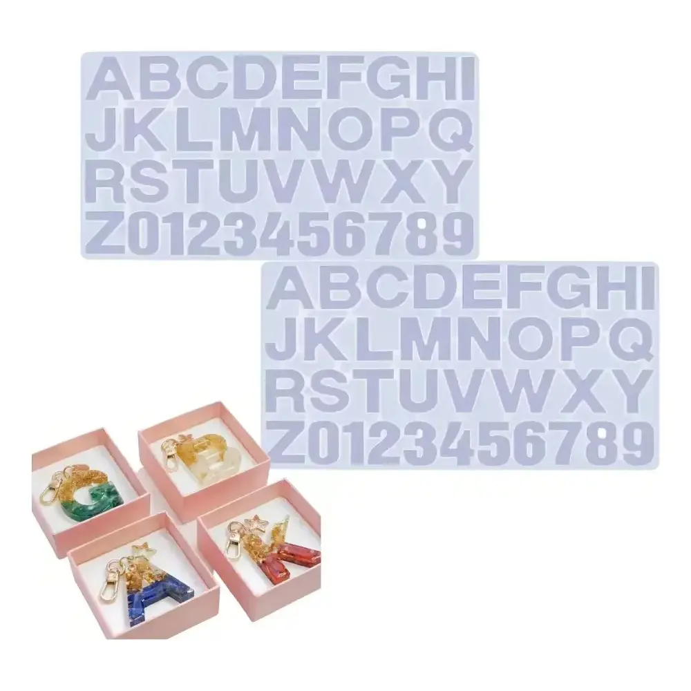 2 Piece Silicone Keychain Mold Large Alphabet Letters Shape for DIY Epoxy Resin Chocolate Candy Soap Making Flexible Non Stick Reusable Craft Tool