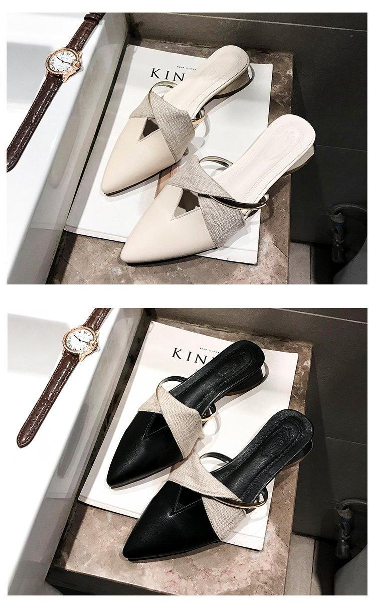 2025 New Women's Closed-Toe Mule Shoes, Fashionable Summer Slip-On Casual Flats, Low Heel Outdoor Slides