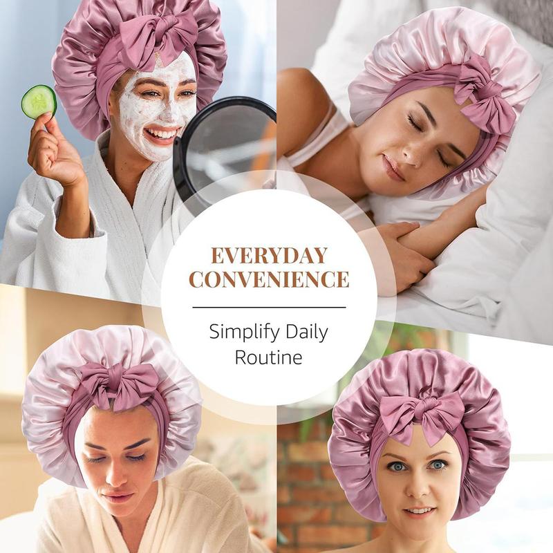 AWAYTR 100% Silk Bonnets for Sleeping Women Men Mulberry Silk Double Layer Hair Bonnet with Elastic Tie Band Reversible Nightcap Gifts for Female Multistyle Wrapcap Haircare