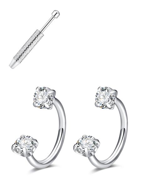 Stainless Steel Horseshoe Nose Ring, Cubic Zirconia U-Push Septum, 18g Cartilage Earring, Unisex Piercing Jewelry, Body Piercing Jewelry, Durable Hypoallergenic