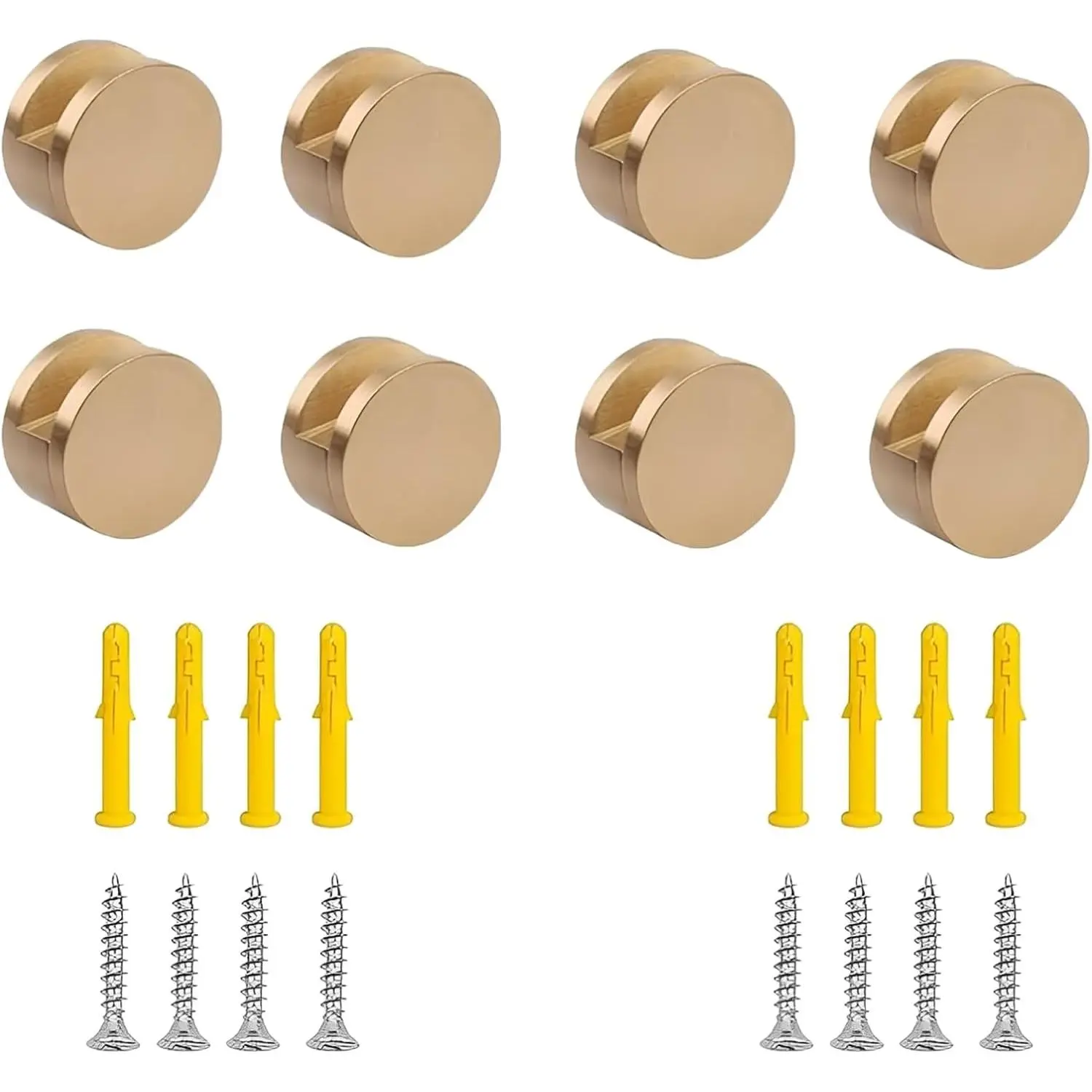 8 Pcs Gold Aluminum Mirror Clips, Round Shape Wall-Mounted Mirror Bracket, Glass Clamps Holder Fixed Fitting for 5-11mm Thick Dresser Mirrors