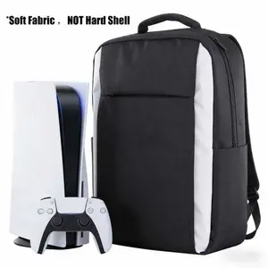 Soft Fabric PS5 Travel Backpack | NOT Hard Shell! Protective Storage Carry Bag Compatible with PS5 Disc/Digital Console, Controller, Headset & Game Discs, Padded Soft Sided Gaming Backpack