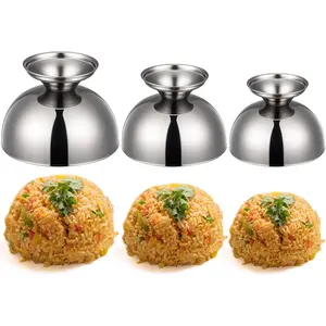 3 Pcs Stainless Steel Rice Press Mold Round Shaped Egg Fried Rice Shaper Mold 3 Sizes Serving Bowls for Sushi Home Restaurant Dish up Decoration(Silver,5.41oz, 6.76oz, 10.14oz)