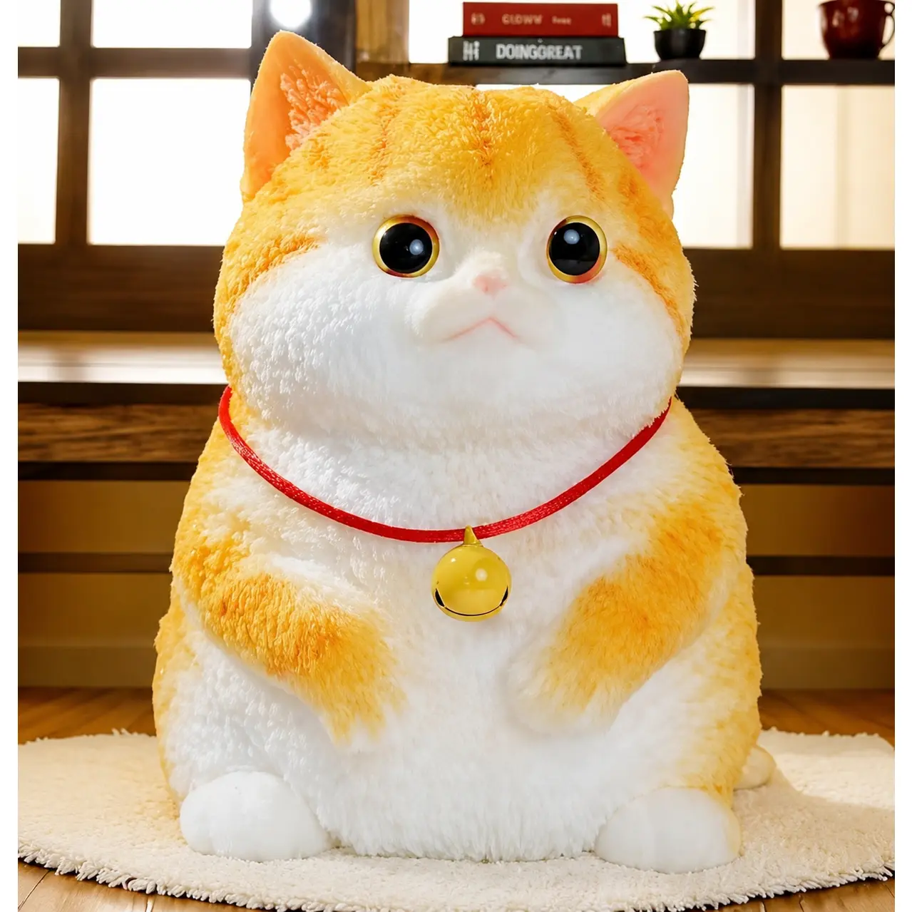 Cute Fluffy Orange Cat Squishy Toy, Stress Relief Squeeze Fidget Toy, Collectibles for Ages 12+, Fidget Animals, Sensory Fidget Gift
