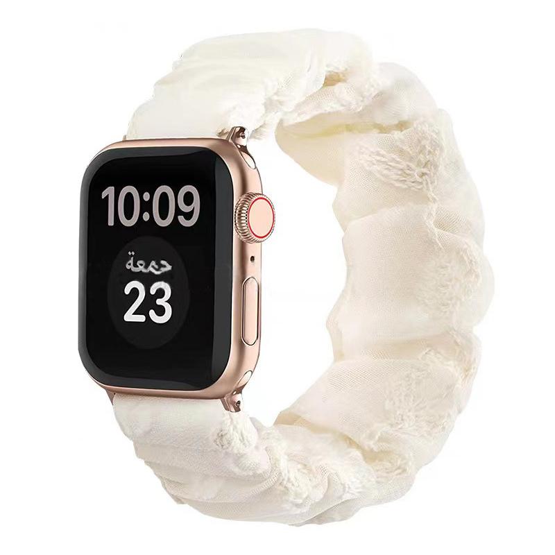 4-Pack Scrunchie Elastic Nylon Watch Bands for Apple Watch – Hair Loop Strap 38–49mm (Series 1–8, SE, Ultra)