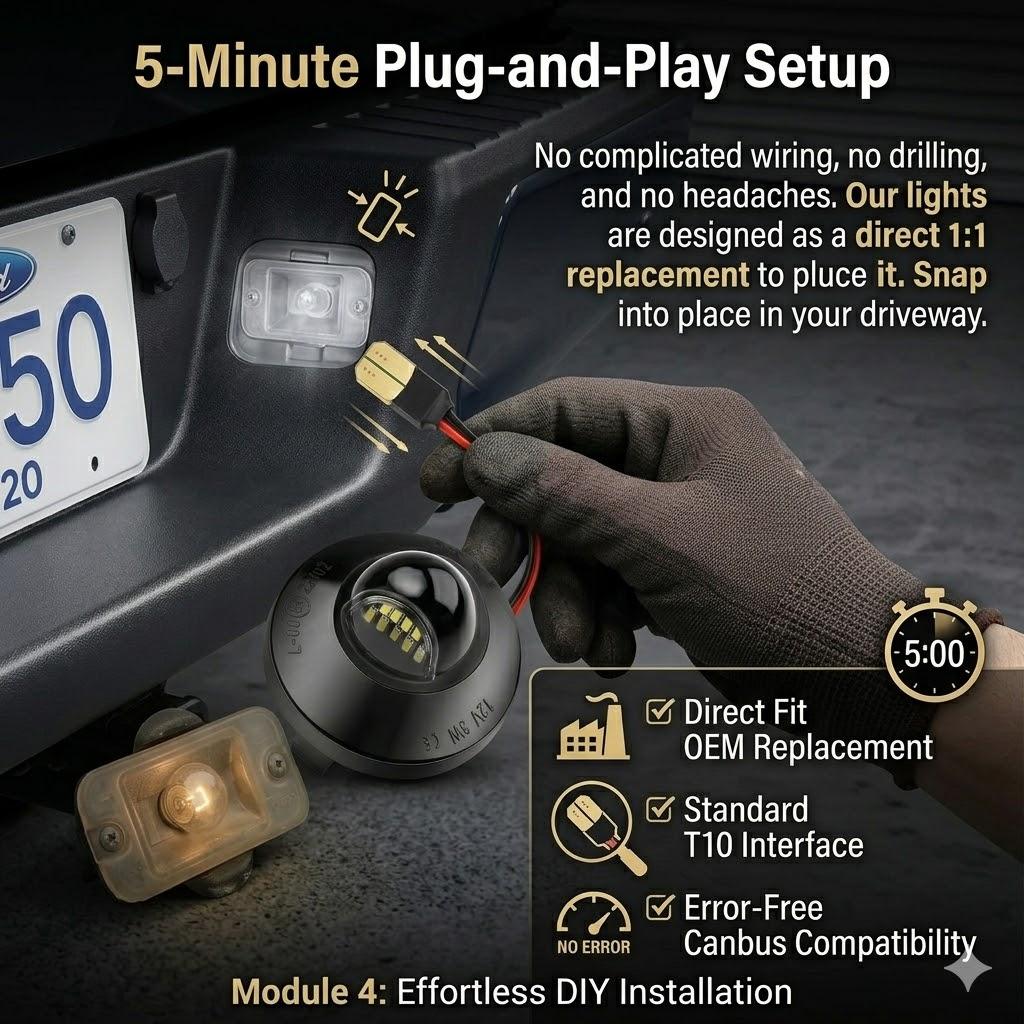 LED License Plate Lights for Ford F150 F250 F350 Super Duty Ranger Explorer Bronco Expedition Excursion 2Pcs 6000K White Rear Bumper Tag Light Assembly Replacement Waterproof Plug and Play