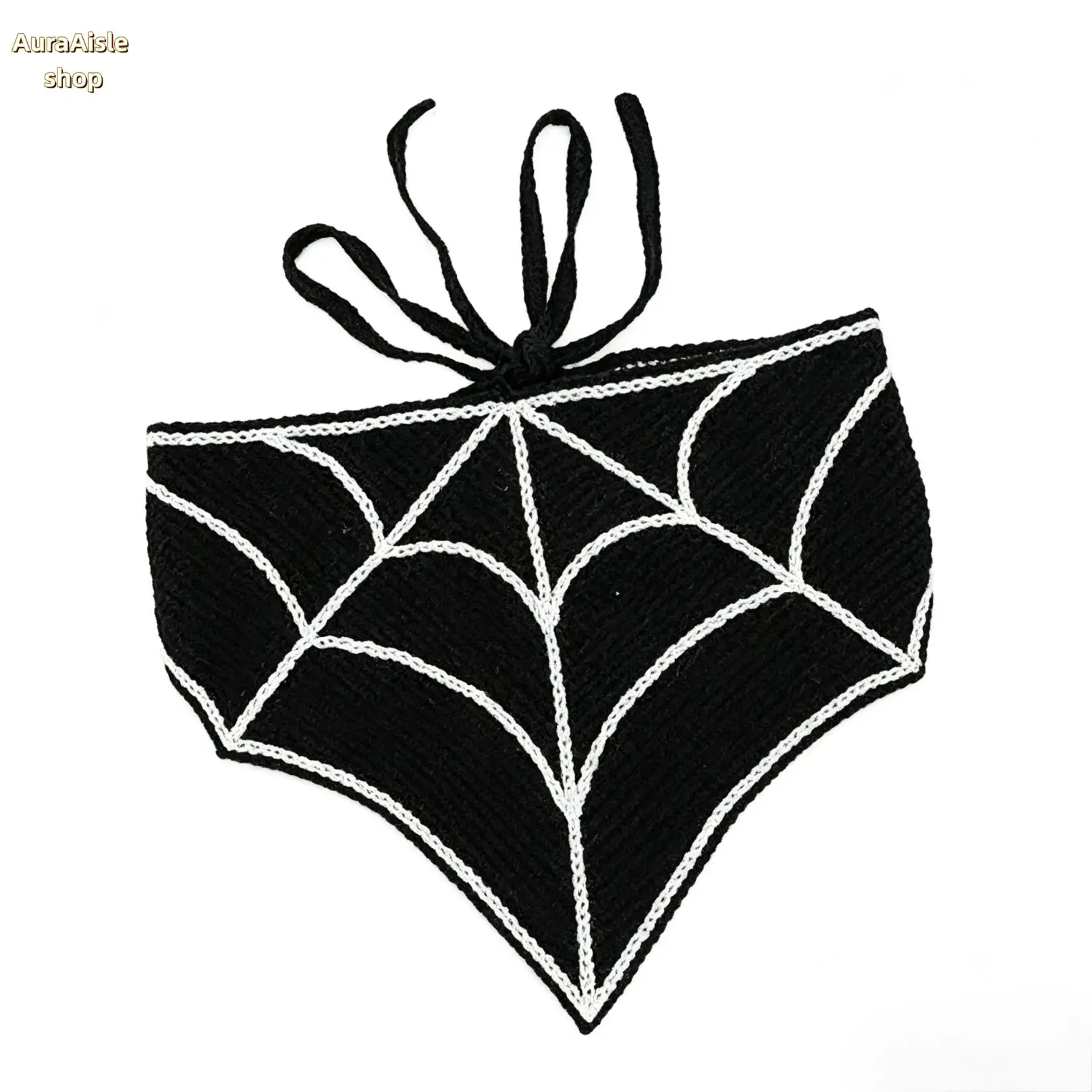 Halloween Crochet Spider Web Triangle Head Scarf, Gothic Knit Hair Accessory, Adjustable Tie Design for Women, Ideal for Daily Styling, Holiday Costume & Themed Parties
