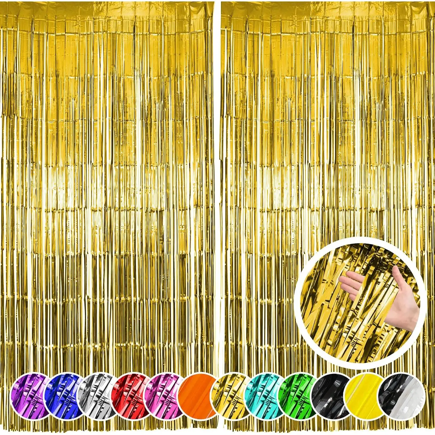 2 Pack  Fringe Curtain Party Backdrop,  Tinsel Backdrop, Decorations for Birthday, Holidays, Parties &