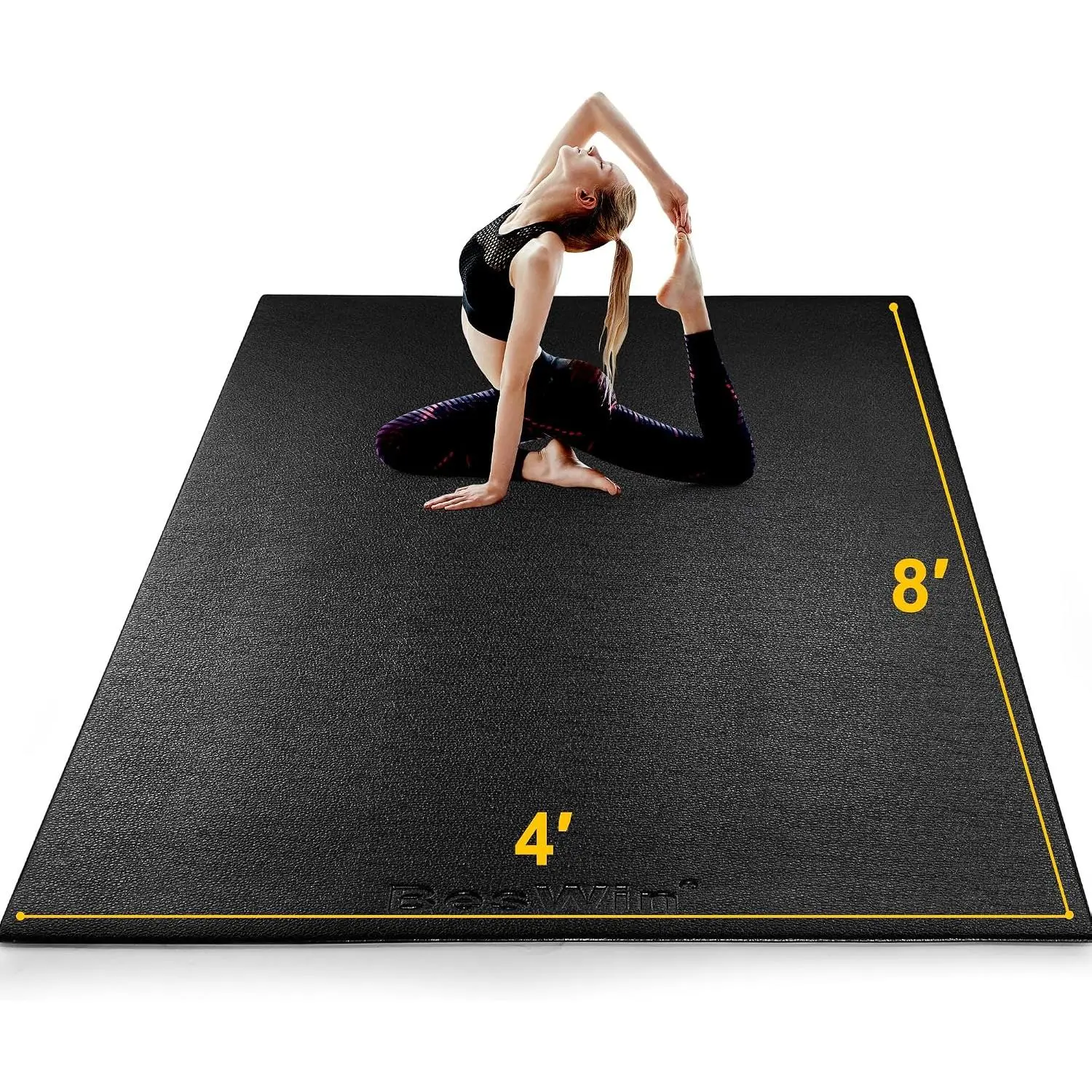 Large Exercise Mat 8' x 4'(6mm), Extra Thick Workout Mats for  Gym Flooring, High Density Non-Slip Gym Mats Fitness Mat for Cardio, Weights, Jump Rope, Fitness - Use With or Without Shoes