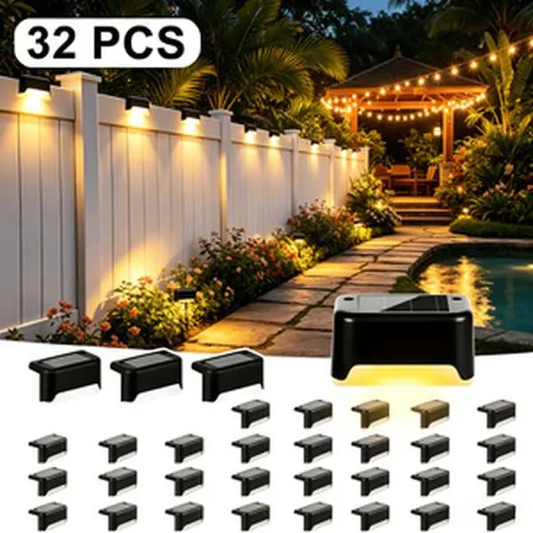 Greenlume Available In 8/16/32-Pack Options, Solar LED Deck Lights, Automatic On/Off, For Outdoor Stairs, Fences And Pathways, 12 Hours Continuous Lighting, Suitable For Commercial Premises Such As Malls/Library And Hotels, Christmas, Halloween