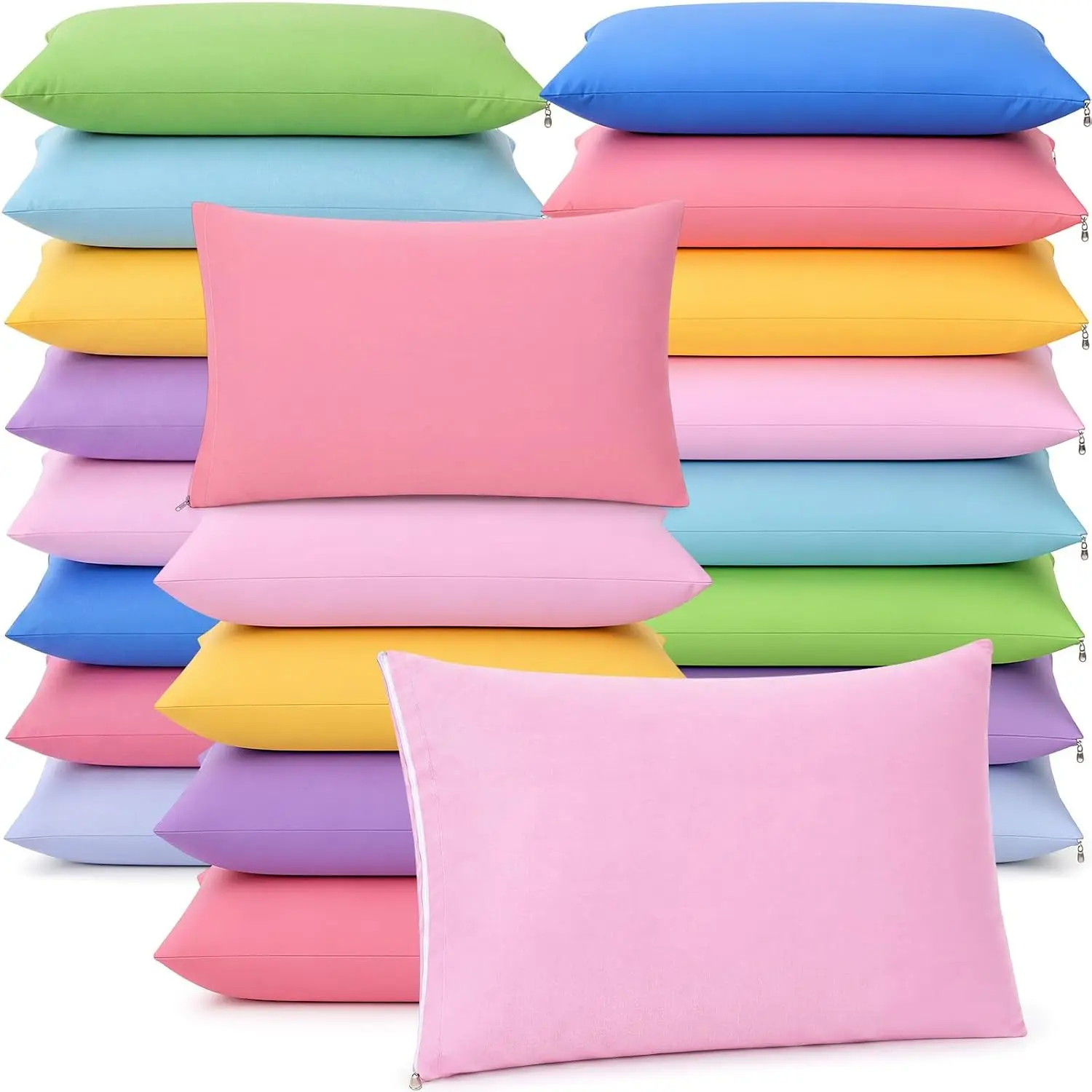 Kigley 20 Pcs Mini Pillows for Daycare 9.1 x 13.8'' Small Nap Travel Pillow Bulk Soft Breathable Cotton Pillow for Back to School Classroom Library Supplies Pet Neck Lumbar Purse Insert(Dopamine)