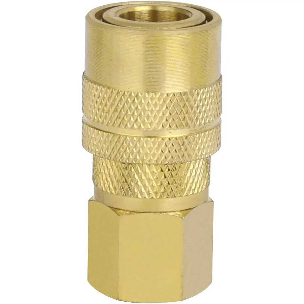 Industrial Air Coupler, 1/4 Inch  Size, 1/4 Inch NPT Female Threads Size, Brass Air Compressor Accessories Fittings