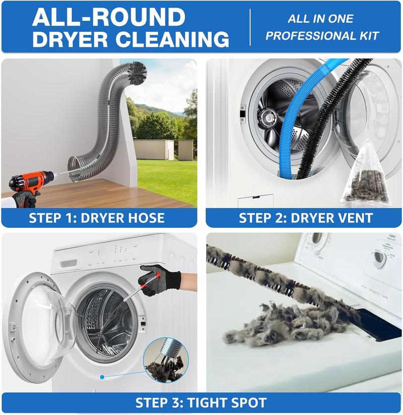 22- Dryer Vent Cleaner Kit with 32 of Synthetic Brush, 23 Nylon Rods, and Universal Drill Bit for Complete Cleaning 22- Dryer Vent Cleaner Kit with 32 of Synthetic Brush, 23 Nylon Rods, and Universal Drill Bit for Complete Cleaning