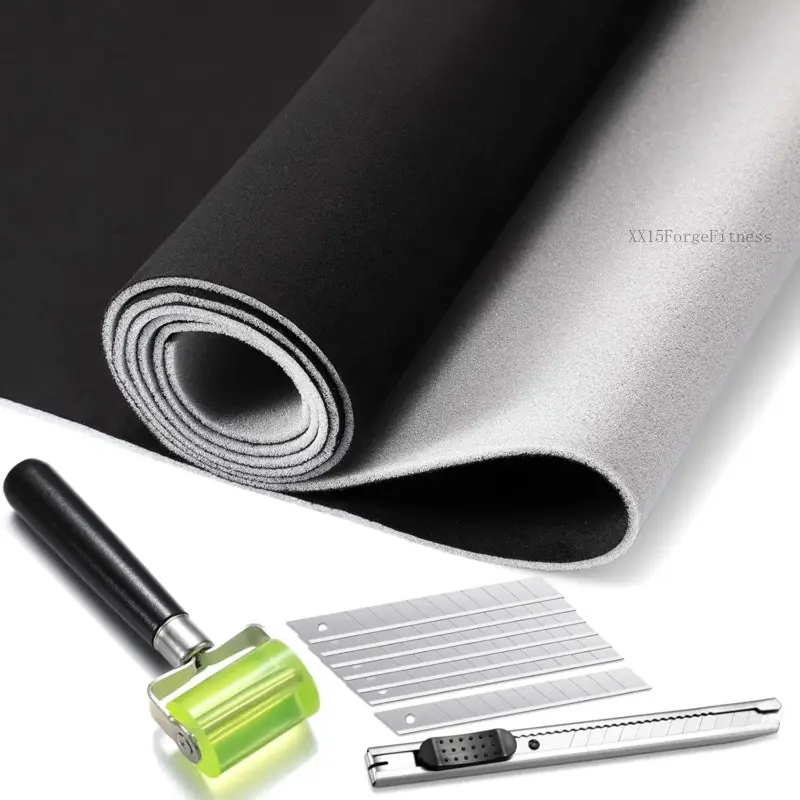 Black Suede Car Roof Headliner Fabric (98x60in, 1/9in Foam Backing) with Rubber Seam Roller, Utility Knife for DIY Automotive, RV Interior Repair, Rv Boat Ceiling, Rv Ceiling Interior RepairXX15ForgeFitness