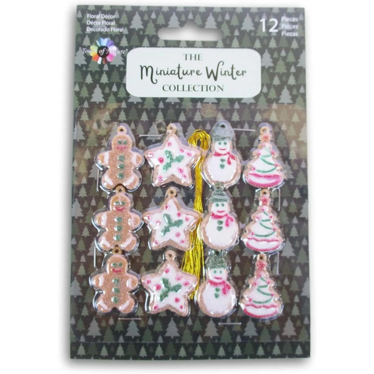 Gingerbread Cookies Mini Ornaments - for   Tree - 12 Count