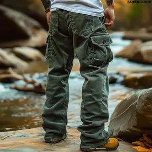 Men's 2026 Autumn European American Vintage Corduroy Workwear Pants - Loose-Fit, Multi-Pocket Menswear Long Trousers, Soft Retro Casual Bottoms for Daily Wear & Outdoor Activities