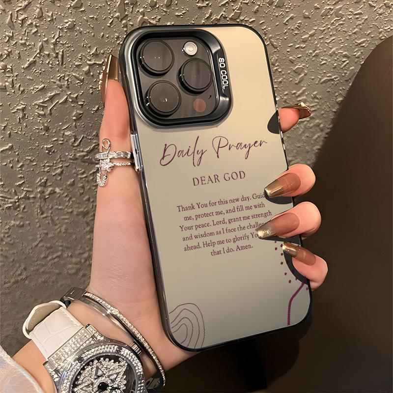 Compatible with iPhone 17 16 Pro Max 15 Plus 14 13 12 11 Air X XR Daily Prayer Christian Quote Aesthetic Pattern Durable shockproof Anti-Scratch PC Protective case.QXD701.designer,case Cover Protection